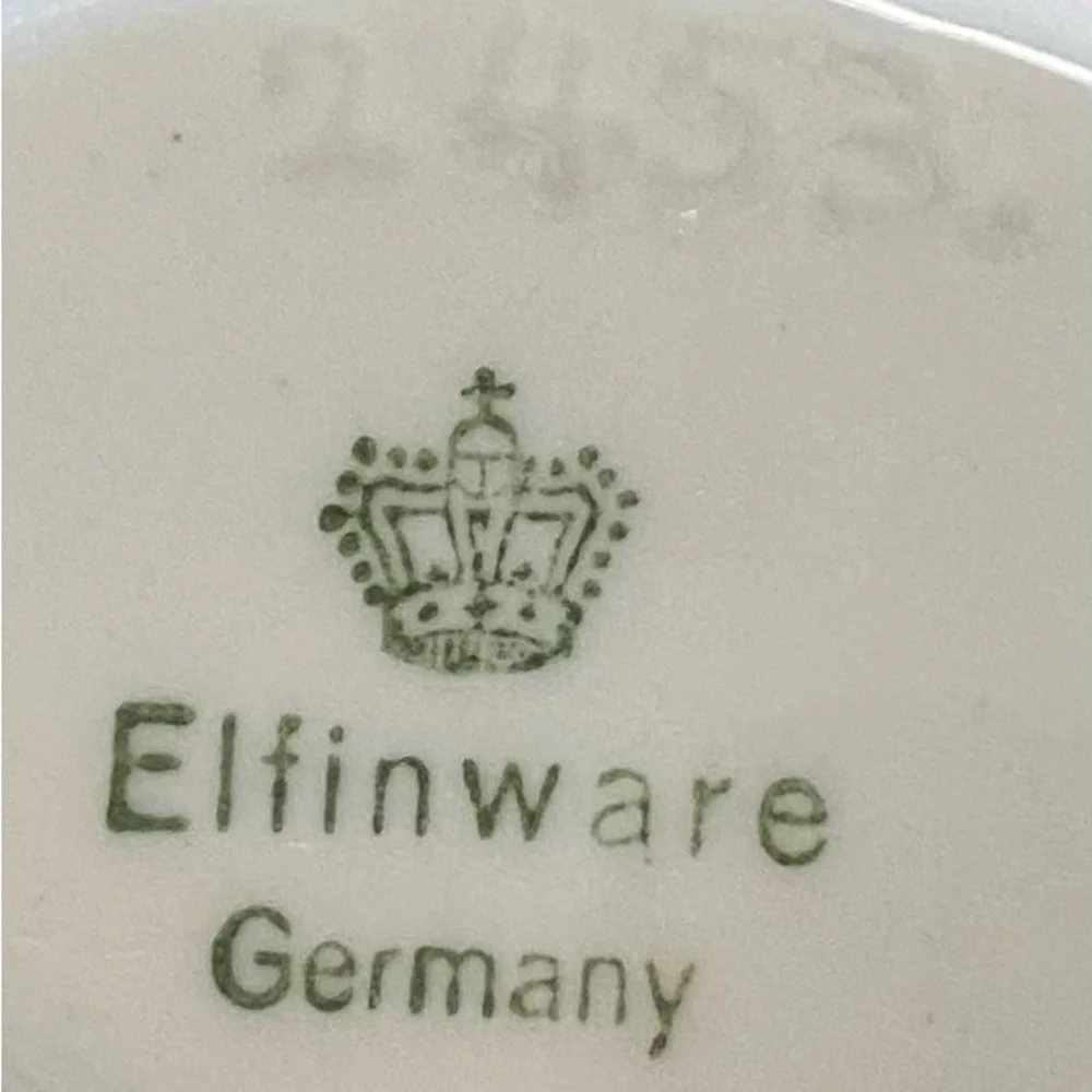 Vintage Elfinware Germany Mini Floral Fan Porcelain Trinket Box/ Jewelry Box
